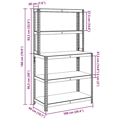 5-Layer Work Table with Shelves Anthracite Steel&Engineered Wood