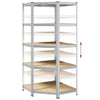 5-Layer Corner Shelf Silver Steel&Engineered Wood