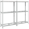 2-Layer Tyre Shelves 2 pcs Silver 110x40x180 cm Steel&Engineered Wood
