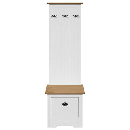 Hallway Cabinet with Hooks BODO White and Brown 50x40x157 cm