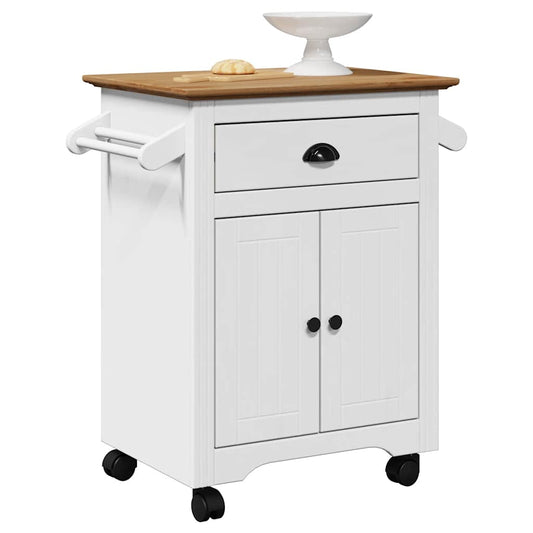Kitchen Trolley BODO White and Brown 72x45x80 cm