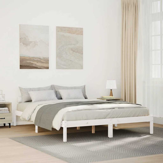 Extra Long Bed Frame without Mattress White 140x210 cm Solid Wood Pine