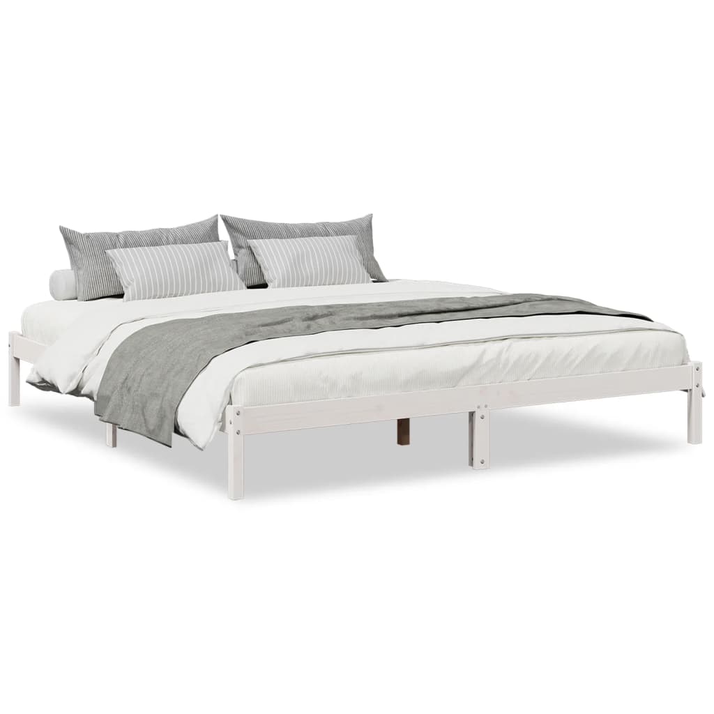Extra Long Bed Frame without Mattress White 180x210 cm Solid Wood Pine