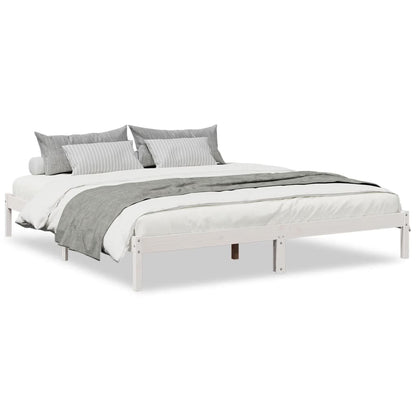 Extra Long Bed Frame without Mattress White 180x210 cm Solid Wood Pine