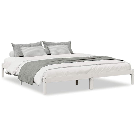 Extra Long Bed Frame without Mattress White 180x210 cm Solid Wood Pine
