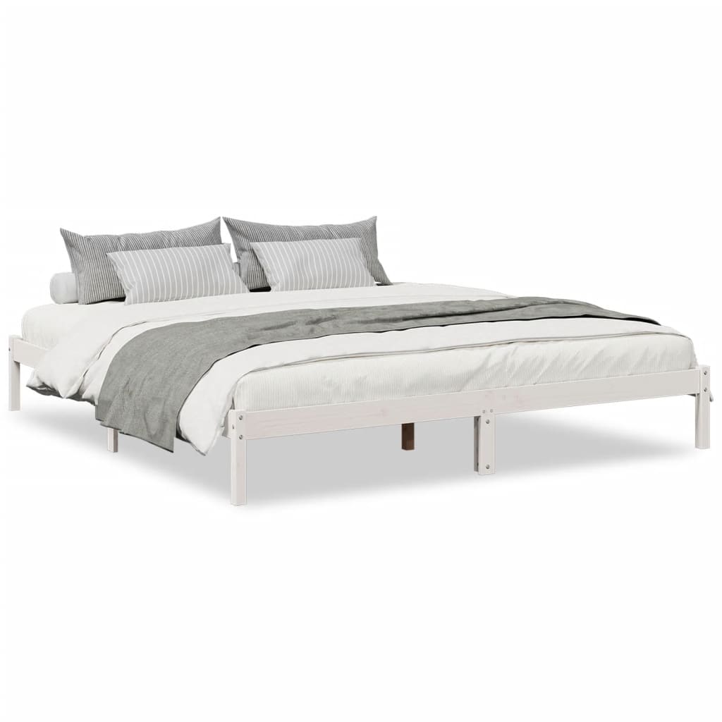 Extra Long Bed Frame without Mattress White 200x210 cm Solid Wood Pine