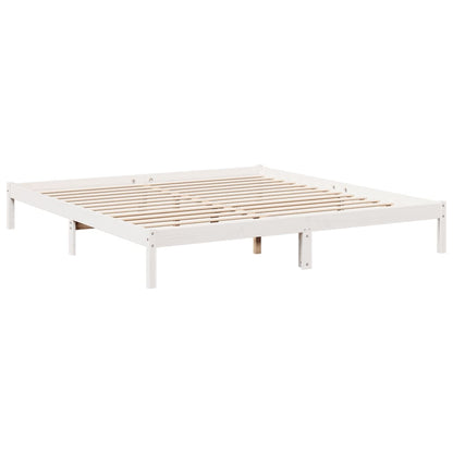 Extra Long Bed Frame without Mattress White 200x210 cm Solid Wood Pine