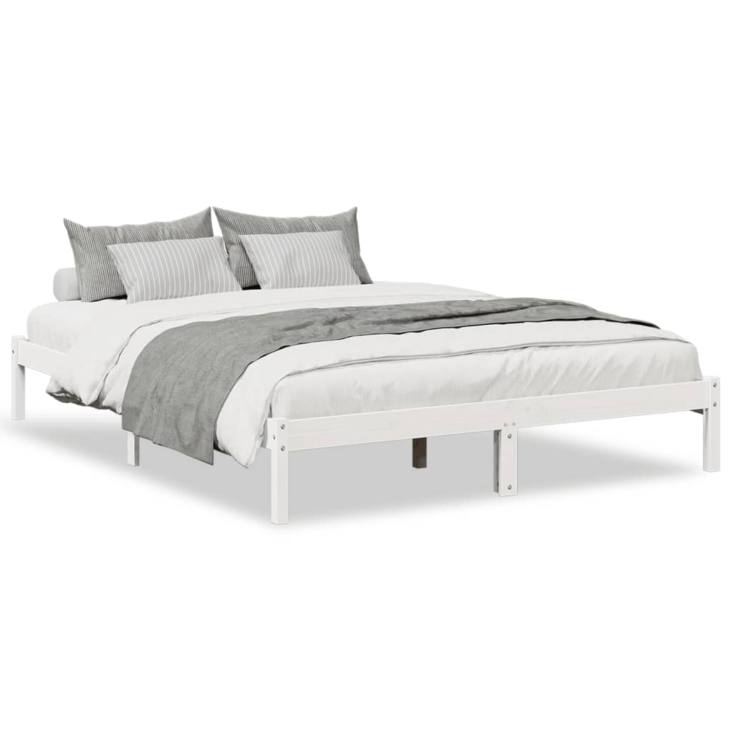Extra Long Bed Frame without Mattress White 160x220 cm Solid Wood Pine