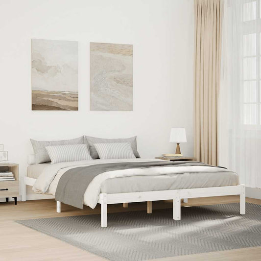 Extra Long Bed Frame without Mattress White 160x220 cm Solid Wood Pine