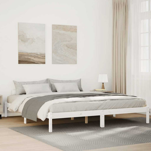 Extra Long Bed Frame without Mattress White 180x220 cm Solid Wood Pine