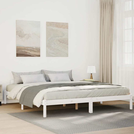 Extra Long Bed Frame without Mattress White 200x220 cm Solid Wood Pine