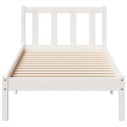 Bed Frame | White | Solid pine wood | Single, 80x210 cm | Extra Long
