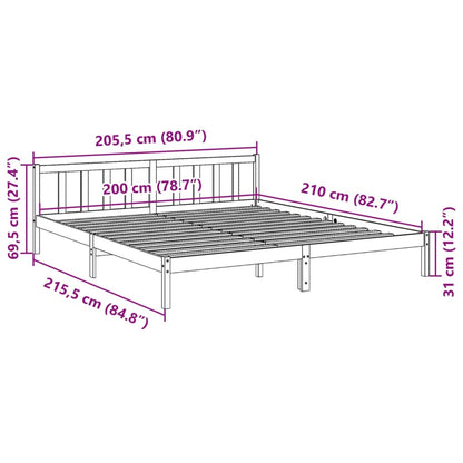 Bed Frame | White | Solid pine wood | Extra Long | Durable | Bed Frame