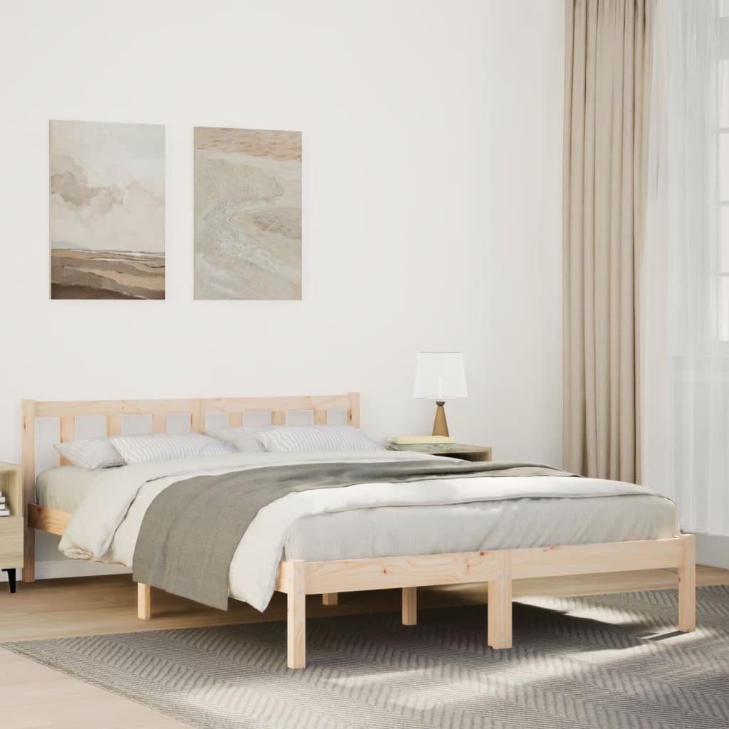 Bed Frame | Natural | Solid Pine Wood | Extra Long | Extra Long