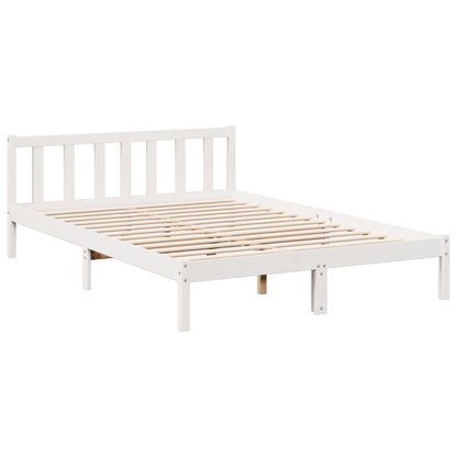 Bed Frame | White | Solid pine wood | Double, Extra Long | Bed Frame