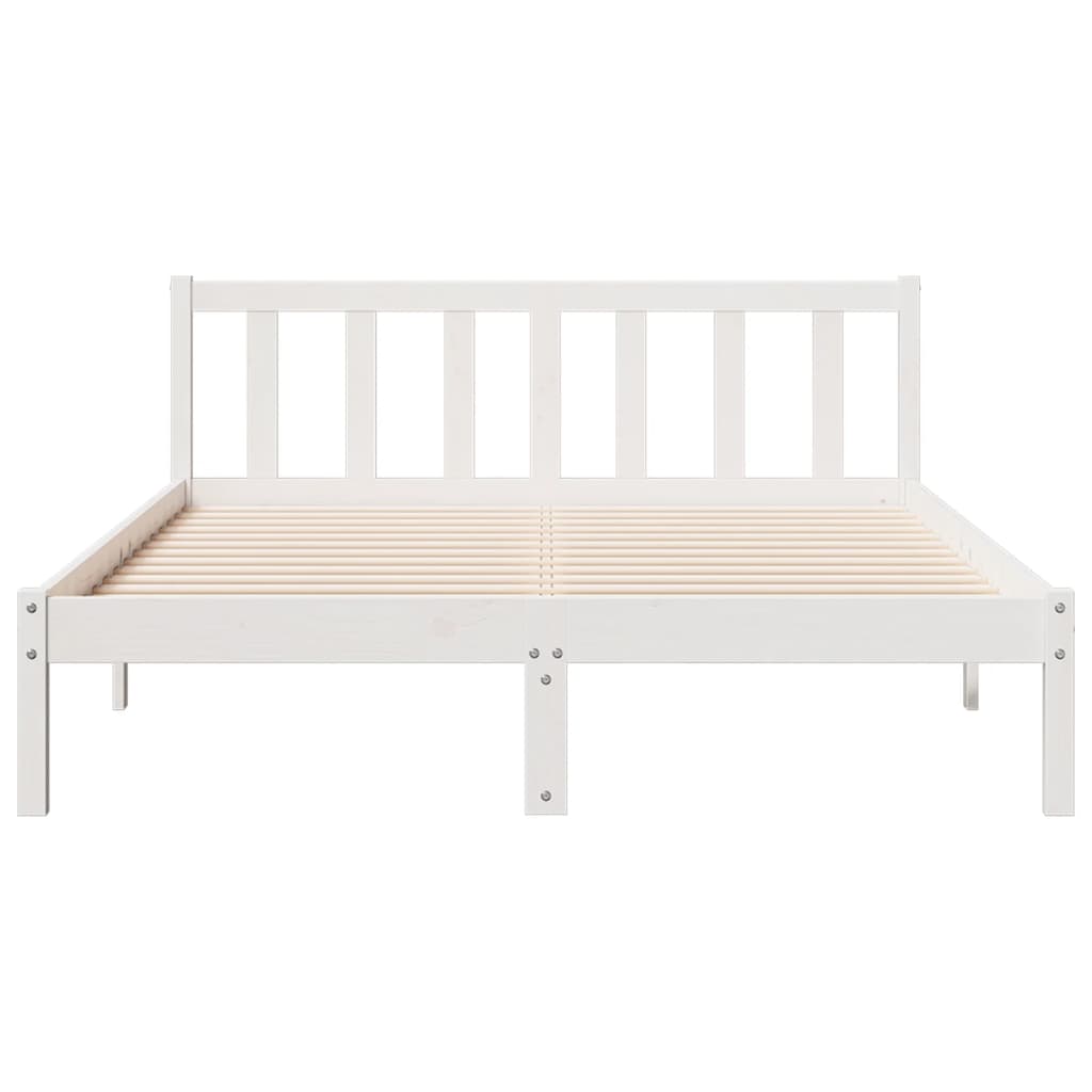 Bed Frame | White | Solid pine wood | Double, Extra Long | Bed Frame