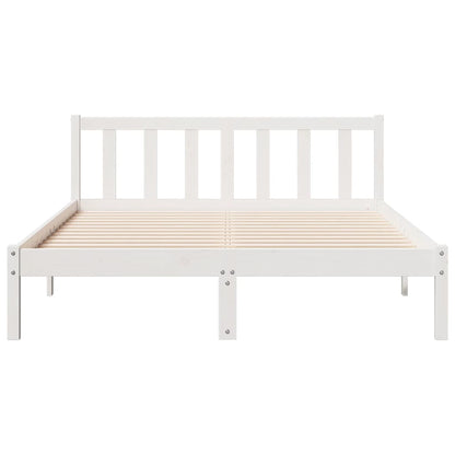 Bed Frame | White | Solid pine wood | Double, Extra Long | Bed Frame