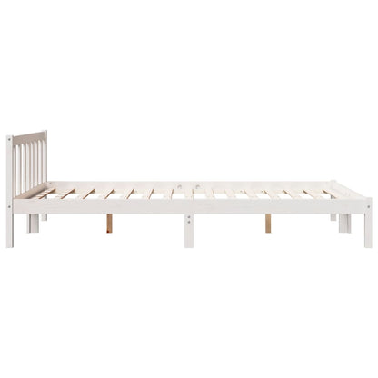 Bed Frame | White | Solid pine wood | Double, Extra Long | Bed Frame