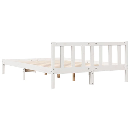Bed Frame | White | Solid pine wood | Double, Extra Long | Bed Frame