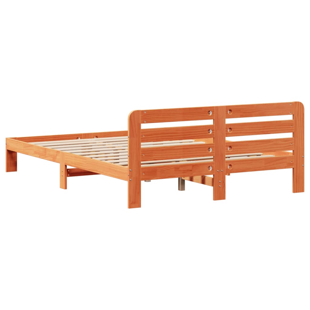 Bed Frame without Mattress Wax Brown 140x200 cm Solid Wood Pine