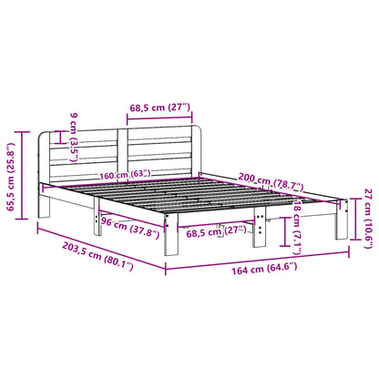 Bed Frame without Mattress 160x200 cm Solid Wood Pine