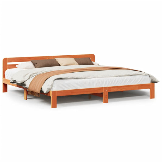 Bed Frame without Mattress Wax Brown 180x200 cm Super King Solid Wood Pine