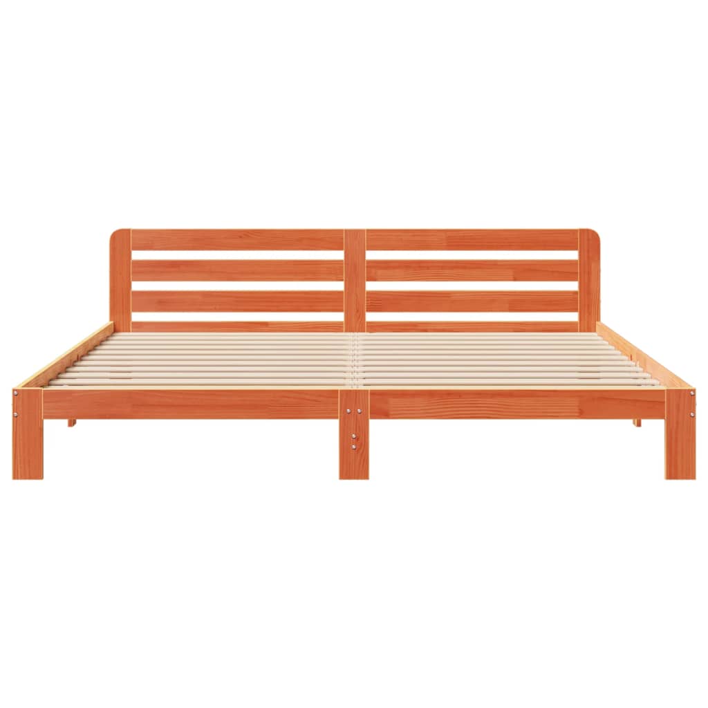 Bed Frame without Mattress Wax Brown 200x200 cm Solid Wood Pine