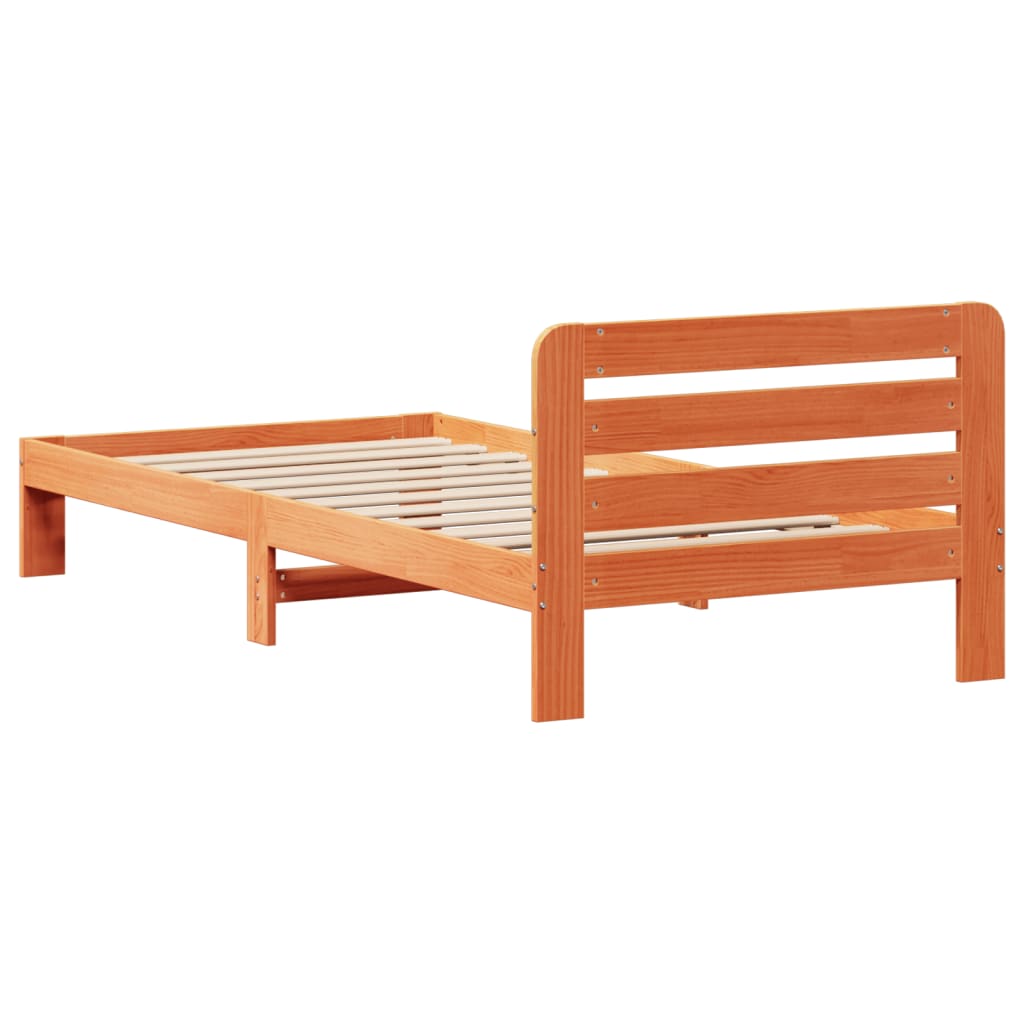 Bed Frame without Mattress Wax Brown 90x190 cm Single Solid Wood Pine