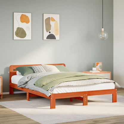 Bed Frame without Mattress Wax Brown 120x190 cm Small Double Solid Wood Pine