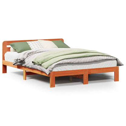 Bed Frame without Mattress Wax Brown 140x190 cm Solid Wood Pine