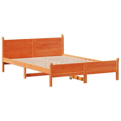 Bed Frame | Wax brown | Solid pine wood, Plywood | King | Bed Frame