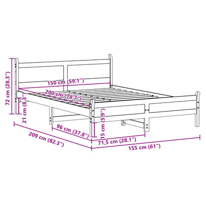 Bed Frame | Wax brown | Solid pine wood, Plywood | King | Bed Frame