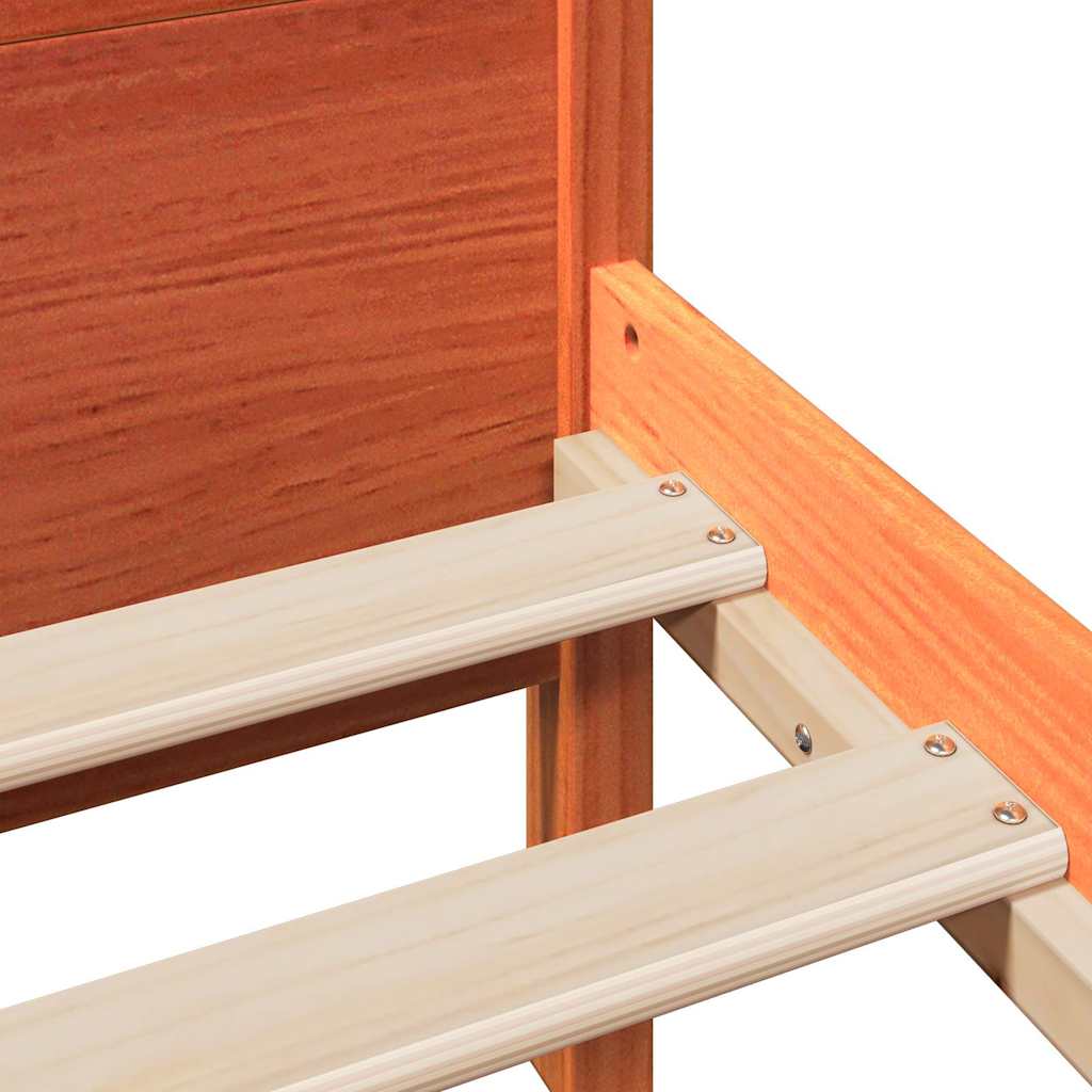 Bed Frame | Wax brown | Solid pine wood, plywood | Double | Bed Frames