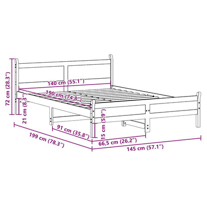 Bed Frame | Wax brown | Solid pine wood, plywood | Double | Bed Frames