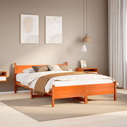 Bed Frame | Wax brown | Solid pine wood, plywood | Double | Bed Frames