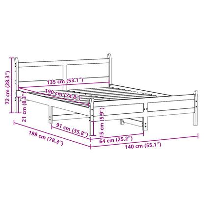Bed Frame | Wax brown | Solid pinewood, Plywood (slats) | Double