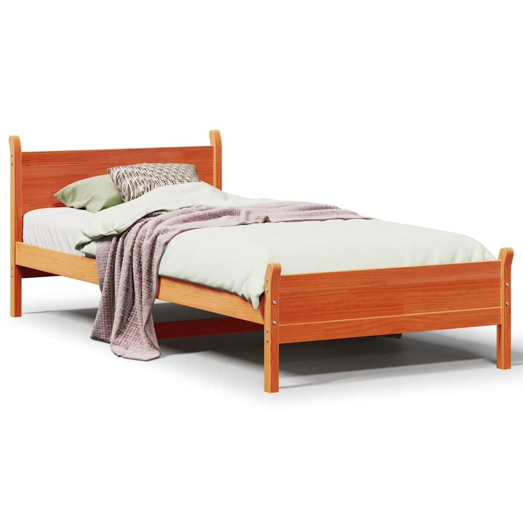 Bed Frame | Wax brown | Solid pine wood | Small Single | Bed Frame