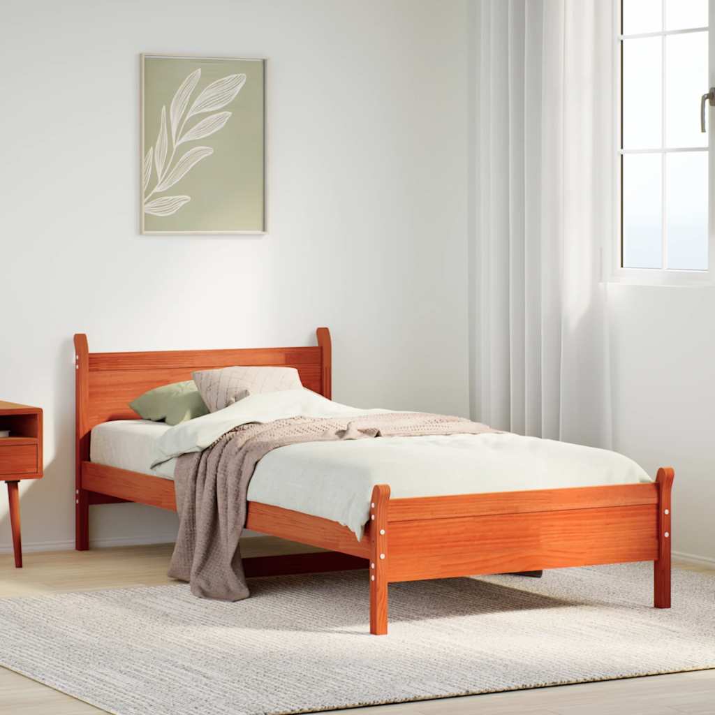 Bed Frame | Wax brown | Solid pine wood | Small Single | Bed Frame