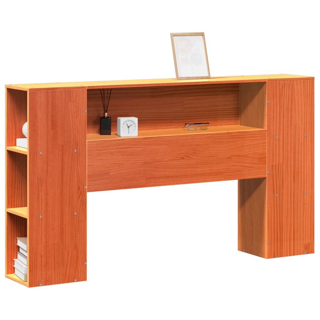 Headboard with Storage Wax Brown 140 cm Solid Wood Pine