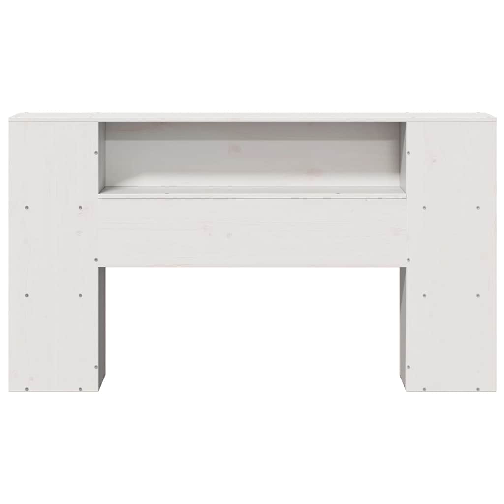 Headboard with Storage White 135 cm Solid Wood Pine