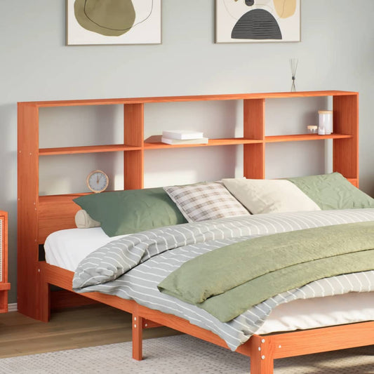 Headboard with Storage Wax Brown 200 cm Solid Wood Pine