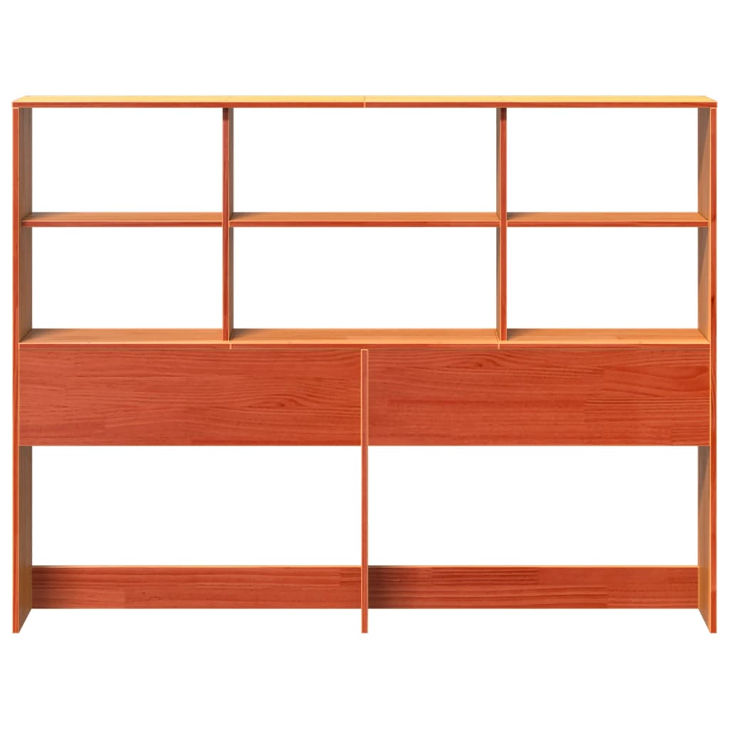 Headboard with Storage Wax Brown 160 cm Solid Wood Pine