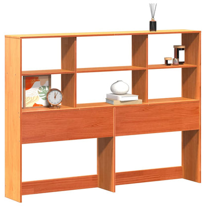 Headboard with Storage Wax Brown 135 cm Solid Wood Pine