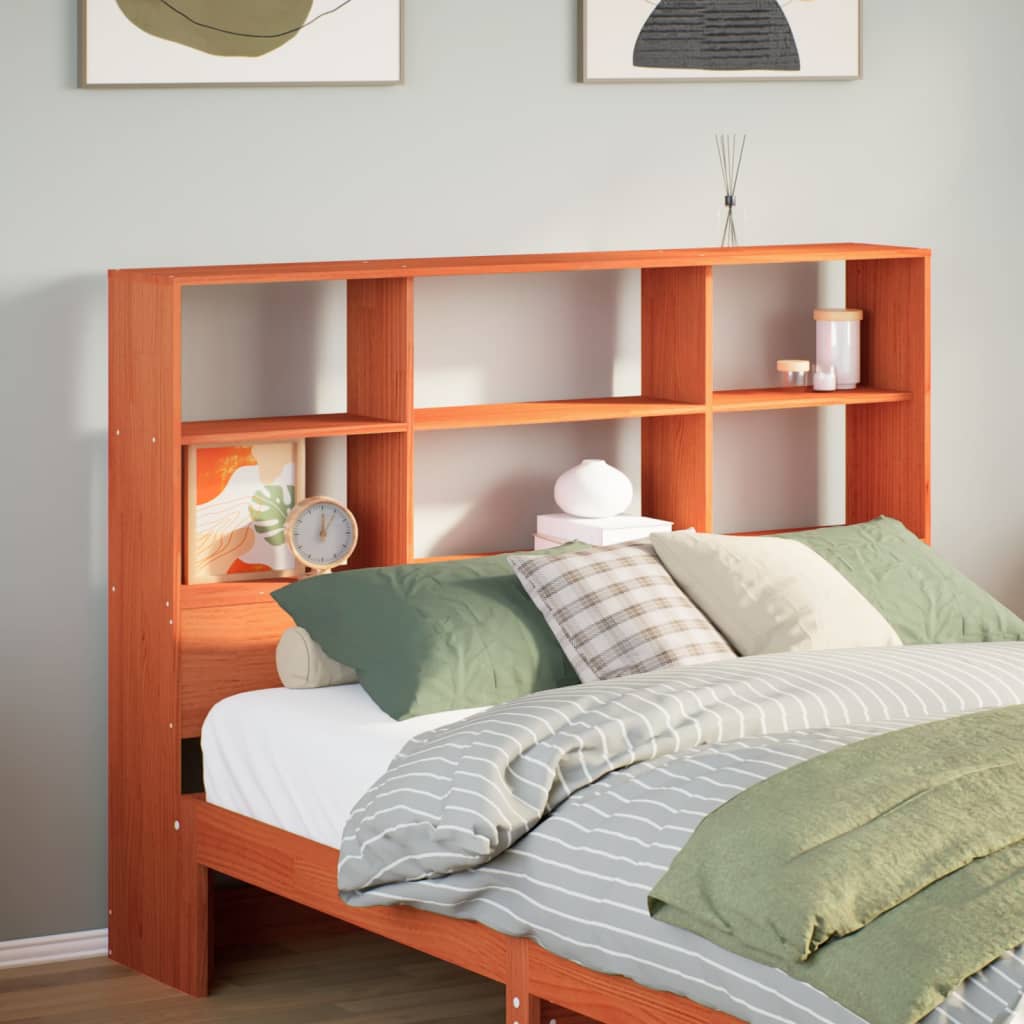 Headboard with Storage Wax Brown 120 cm Solid Wood Pine