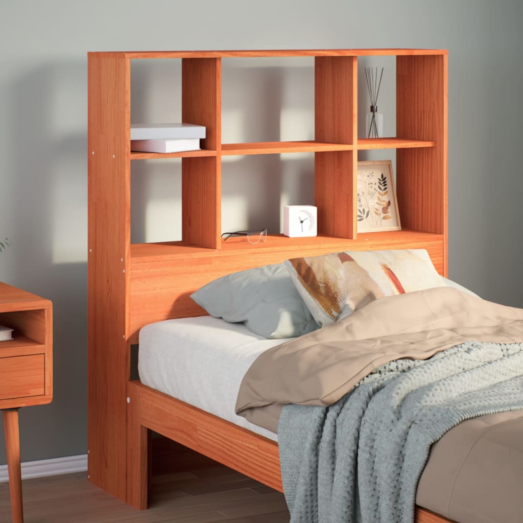 Headboard with Storage Wax Brown 75 cm Solid Wood Pine