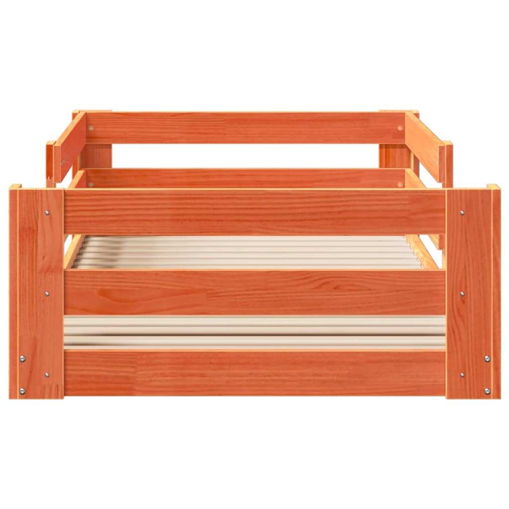 Bed Frame | Wax brown | Solid pine wood, plywood slats | Small Single
