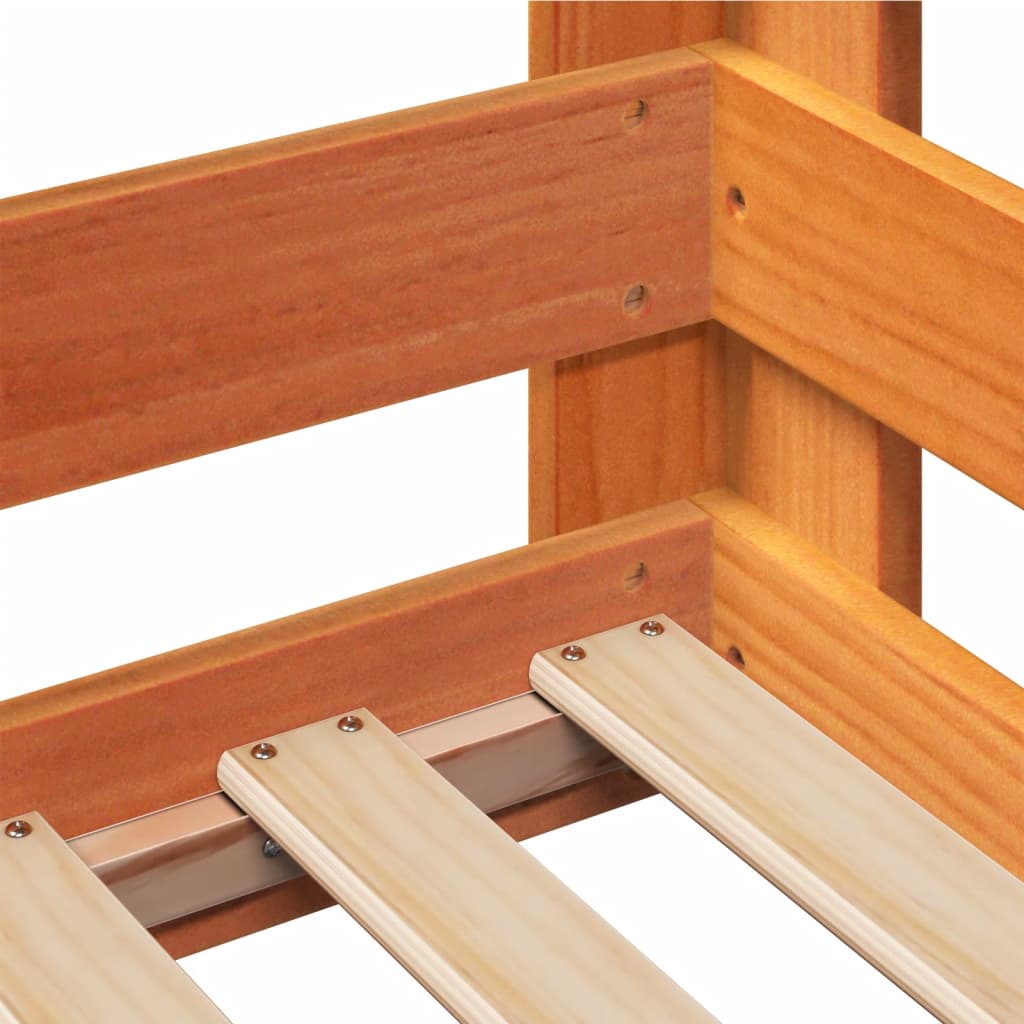 Bed Frame | Wax brown | Solid pine wood, plywood slats | Small Single