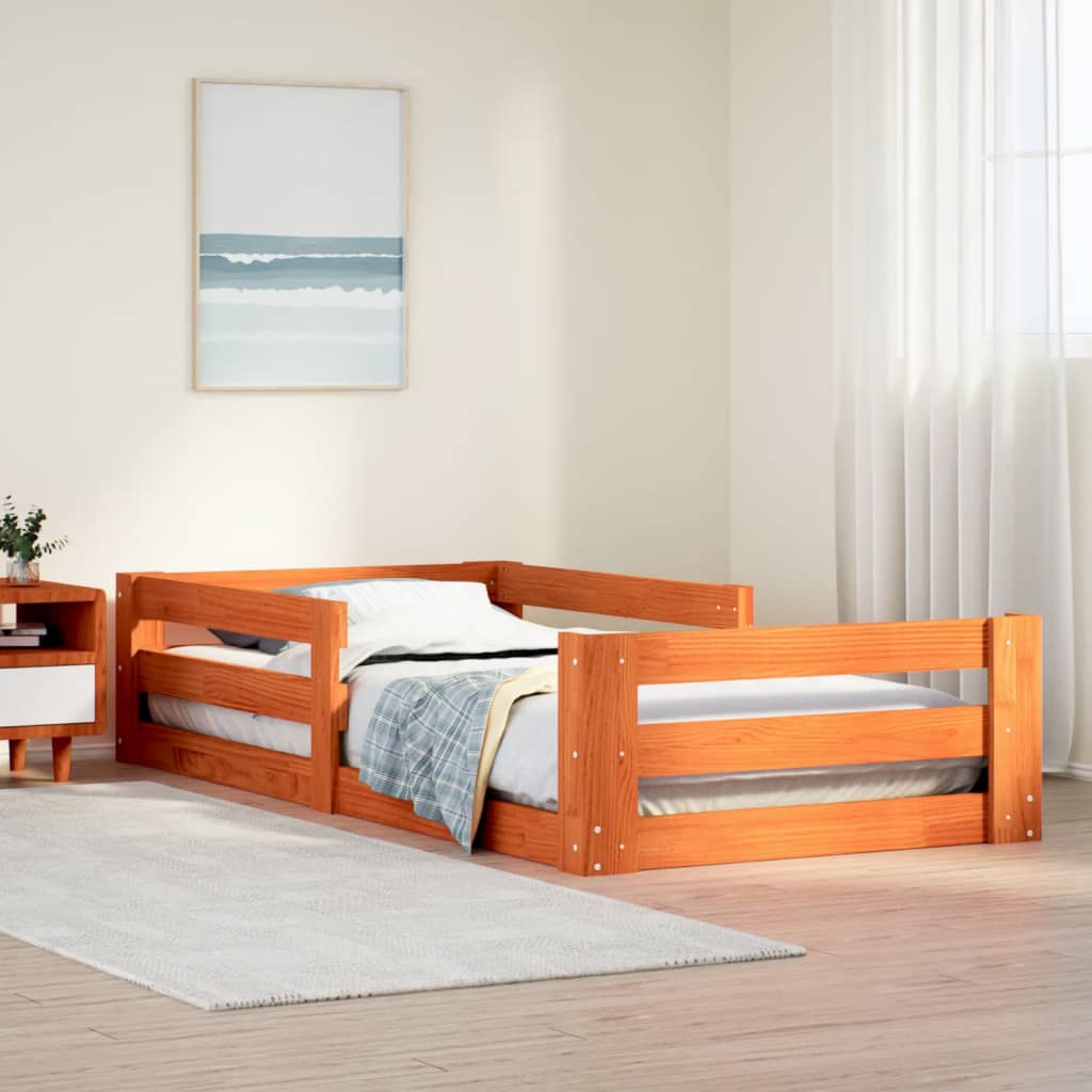 Bed Frame | Wax brown | Solid pine wood, plywood slats | Small Single