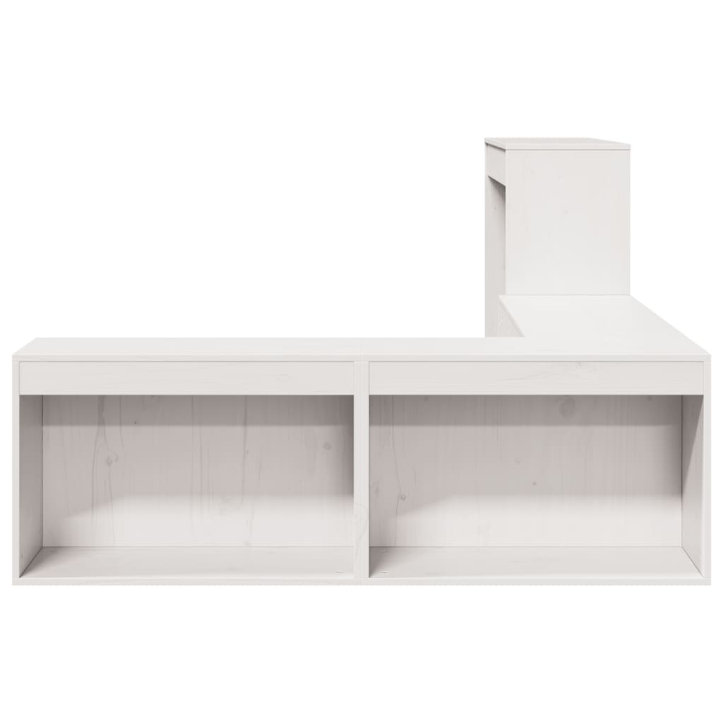 Bedside Cabinet with Desk White 232x122x75 cm Solid Wood Pine