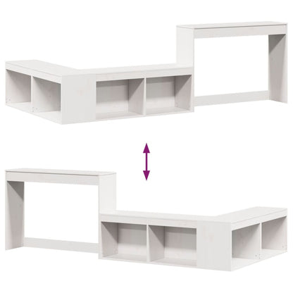 Bedside Cabinet with Desk White 232x122x75 cm Solid Wood Pine